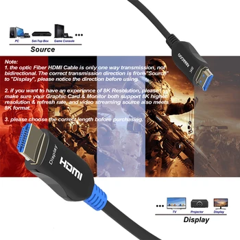HDMI Kábel, koniec Optického kábla HDMI 2.1 Kábel 8K 60Hz, 48Gbps, Dynamické HDR, 3D, eARC, Dolby Videnie, HDCP2.2 pre PC a PS4 HDTV Projektor