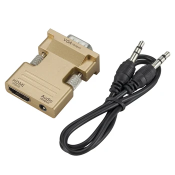 HDMI / VGA Adaptér S Audio Port Ženské Video Converter, 3,5 mm Jack 1080p Pre PS4 Laptop, TV Box Zobraziť Projektor Audio Line