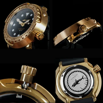 HEIMDALLR Automatické Hodinky Tuniaka Hliníkový Bronz Prípade Diver Hodinky Mechanické C3 Super Svietivý 200m Nepremokavé Potápačské Náramkové hodinky