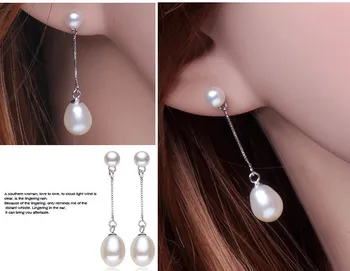 HENGSHENG 2019 Dvojité pearl náušnice pre ženy Drop Náušnice 925 Silver pendientes šperky dvojité veľkostí prírodné perly cc bijous