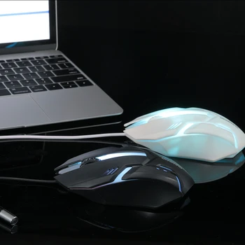 Herné Podsvietený Myšou 1200DPI Optical Mouse Symetrický Dizajn Ergonomický Tvar Pre Stolné Notebooky Počítače, Čierna Alebo Biela