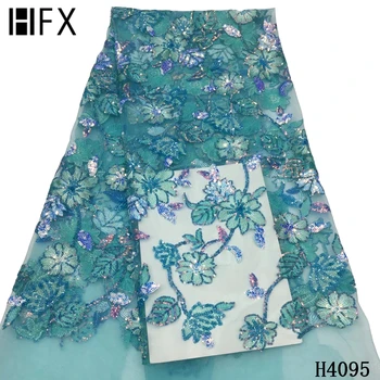HFX Populárne sequin kvety, výšivky, čipky, tkaniny, výšivky francúzsky oka čipky pre večerné šaty strany dizajn veľkoobchod H4095