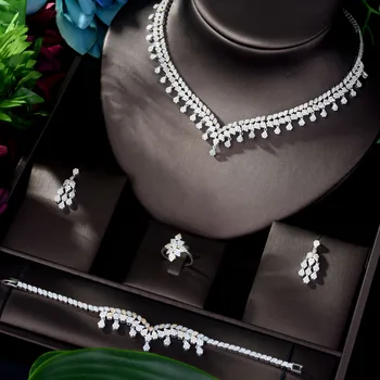 HIBRIDE Luxusné Shinning Pripraviť CZ Dubaj Šperky Sady 2020 Ženy, Svadobné Zirconia Geometrické Medi 4pcs Šperky Set bijoux N-1162