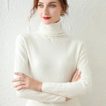 High-krku cashmere svetre 2020 jeseň a v zime nový sveter žien, západný štýl voľné pulóver pletenie slim base sveter