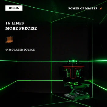 HILDA 16 Riadkov 4D Laser Úrovni kríž line Zelený laser úroveň self-vyrovnanie viacúčelový level laser horizont vertikálne opatrenie