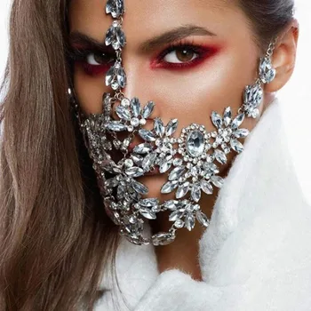 Hip Hop Drahokamu Masku Na Tvár Ženy Lesk Luxusné Strany Maškaráda Oka Čisté Ústa Yashmak Svadobný Dar
