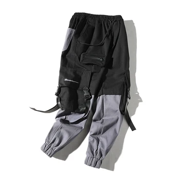 Hip hop joggers mužov kórejský štýl streetwear techwear nohavice mužov modis bežné cargo nohavice Módne čierne Pozdĺžne kpop nohavice