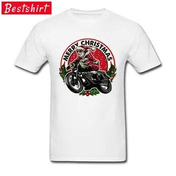 Hip Hop Mužov Tričká Santa Claus Motocykel Top T-shirts Veselé Vianoce Biele Tričko Najlepší Darček Mikina Oblečenie