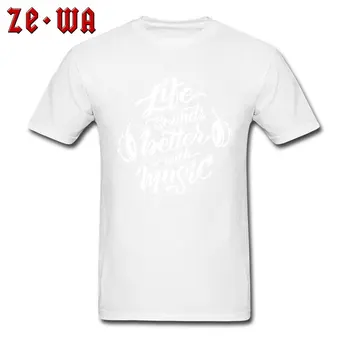 Hipster T Shirt Mužov Čierna Biela T-shirt Života Znie Lepšie S Hudbou Topy Hip Hop Tees Minimalistický Funky Oblečenie Bavlna