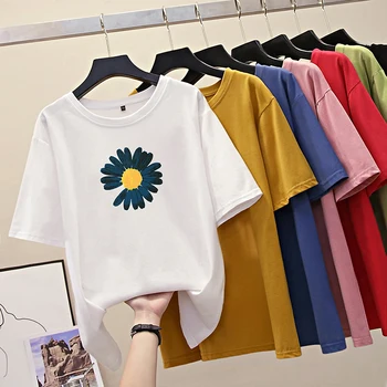 Hirsionsan Kvetinový Tlač Tričko Ženy 2020 Nový Vintage Estetické Nadrozmerné Bavlnené Tričká Kórejský Mäkké Bežné Topy Harajuku Tees