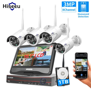 Hiseeu 3MP 8CH Bezdrôtové Kamery CCTV Auta 10.1