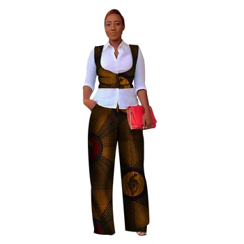 Hitarget jeseň afriky oblečenie Africkej Ženy 2 Kusy Dashiki Bavlna Tlač Vosk Plodín Top a nohavice farby afriky oblečenie WY3053