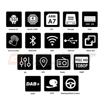 Hizpo 2 Din autorádia Android Univerzálny GPS Navigácia, Bluetooth, Dotykový displej, Wifi, Car Audio Stereo FM USB Auto Multimediálne DAB+Mic