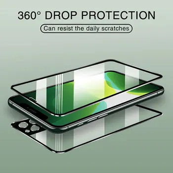 Hliníkový Rám Predné a Zadné Úplné Pokrytie Tvrdeného Skla Na iphone 11 X XS Max XR Screen Protector iphone 11 Pro Max Sklo