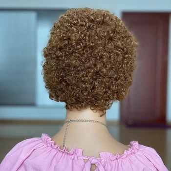 Hnedé Krátke Bob Afro Parochňa Brazílsky Kinky Afro Kučeravé Remy Ľudské Vlasy Plné Stroj Módne Parochne Pre Čierne Ženy