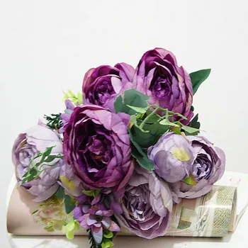 Hodváb Európskej retro pivónia 12 hláv olejomaľba kvet bud ruže domov svadobné fotografie vázy pre umelé kvety decor
