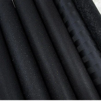 Hodvábna Čierna Matná Nepremokavé Tapety Pure Black Flash Osobnosti S Oblečením Kože Obilia Latticetexture Abstraktných De Parede