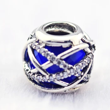 Hodí Momenty Náramok Galaxy Kúzlo s Royal Blue Crystal & Jasné, CZ 925 Sterling Silver Korálky pre Ženy Šperky Čo Kralen