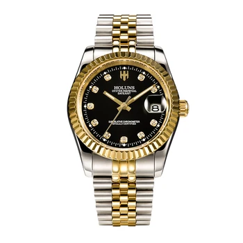 Holuns pánske hodinky top značky luxusné Zlato, diamanty Klasické Hodinky Pánske úlohu hodinky automatické hodinky Náramkové hodinky z Nerezovej Ocele