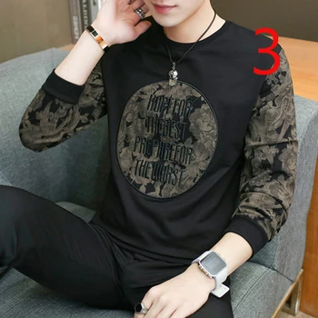 Hong Kong 2019 nové dlhým rukávom, bavlna t-shirt pánske kórejská verzia trend mužov jesenná bunda