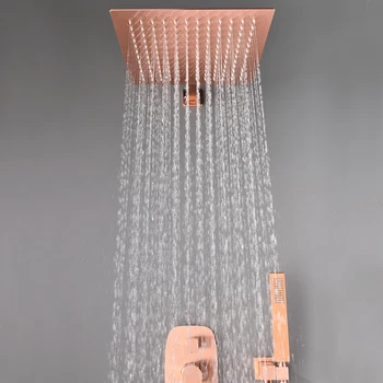 Hongdec Wall Mount Luxusné Mosadz Rose gold Zrážok Sprcha Systém pult s 10