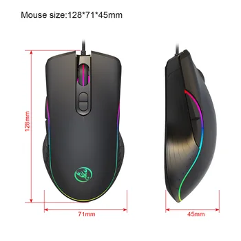 Hongsund Nový RGB svetlo hry myš e-sports line myši štyri súbory môžu byť upravená tak, aby 6400dpi gaming mouse