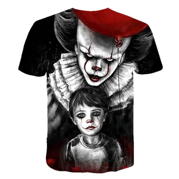 Horor Film To Penny Múdry Klaun Joker 3D Tlač Tričko chlapcov/dievčatá Hip Hop Streetwear Tee T shirt Chlapcov Cool Oblečenie deti Topy