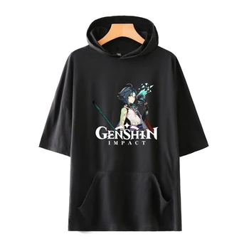 Horúca Hra Genshin Vplyv Tlač mikina s Kapucňou T-shirt Mikina s kapucňou krátke sleeve tee tričko harajuku kostým obrázok hore tričko