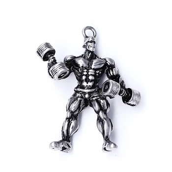 Horúce 3D Pokovovanie fitness svalov človeka prívesok FIT DIY telocvični kulturistike šperkov náhrdelník keychain