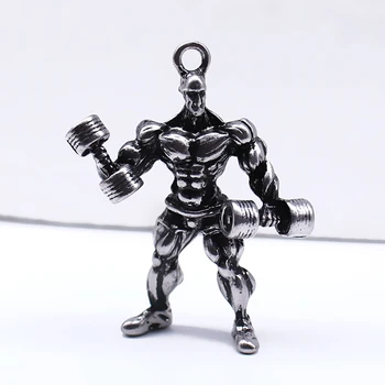 Horúce 3D Pokovovanie fitness svalov človeka prívesok FIT DIY telocvični kulturistike šperkov náhrdelník keychain
