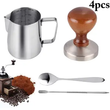 Horúce 4pcs Káva Príslušenstvo 58mm Nehrdzavejúcej ocele Kávy Tamper s 12 oz Napenenie Pither a kávovú Lyžičku a Latte Art Pen