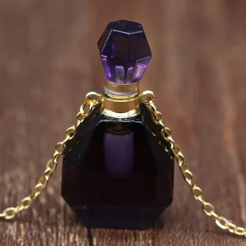 Horúce Charms Crystal Parfum Fľašu Šperkov Náhrdelník z Nehrdzavejúcej Ocele Amethysts Náhrdelník pre Ženy, Mužov, Reiki Liečenie Náhrdelník s Príveskom