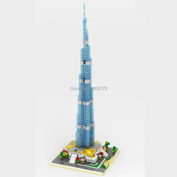 Horúce lepining tvorcovia Ulice mesta rozhľadňu Spojené Arabské Emiráty Burj Khalifa micro diamond stavebné bloky model hračky pre darček