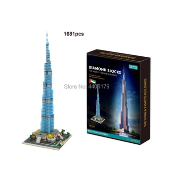 Horúce lepining tvorcovia Ulice mesta rozhľadňu Spojené Arabské Emiráty Burj Khalifa micro diamond stavebné bloky model hračky pre darček