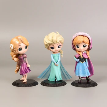 Horúce Q Posket Princezná Obrázok bábika 3ks/Set 16 cm Elsa Anna Rapunzel Zber Figúrka hračky pre deti darček