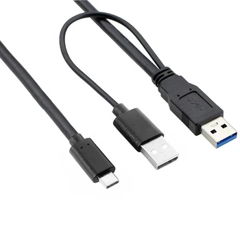 Horúce USB 3.0 Mužskej & USB 2.0 Dual Power Údajov Y Typu-C, USB-C Kábel pre Notebook & Pevný Disk, Kábel usb UC-125