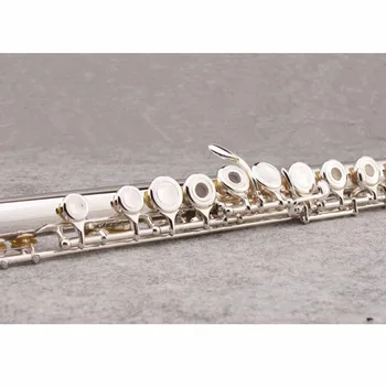 Horúce YFL-471 Flauta Profesionálne Cupronickel Otváracie Tlačidlo C 17 Otvor Flauta Strieborné Pozlátené Hudobné Nástroje S puzdrom