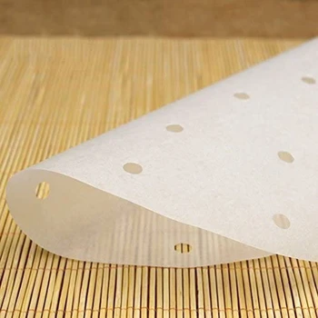 HORÚCI Vzduch Fryer Podšívka-100 Listov Perforované pergamenu, Námestie Bambusu Dusená Papier Kompatibilné s ,Biela