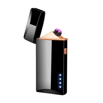 Horúci ĽAD Black USB Elektrický Zapaľovač S USB Drôt Plazma Dual Oblúkové Elektrické Zapaľovače Vetru Touch Oheň Fajčiar Mužov Gadget Dary