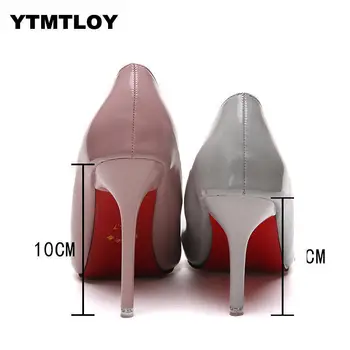 HOT Plus Veľkosť 34-44 HOT Ženy Topánky Ukázal Prst Čerpadlá Patent Kožené Šaty Vysoké Podpätky Lodné Topánky Svadobné Topánky Zapatos Mujer