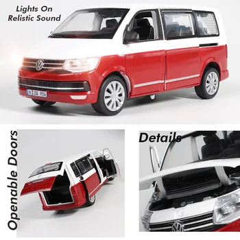 Hot Predaj 1:32 VW Multvian T6 Obchodné Auto Zliatiny Model Výška Simulácia 1/32 Truck Van Die-odlievanie Zvuk a Svetlo Vytiahnuť Späť Hračky