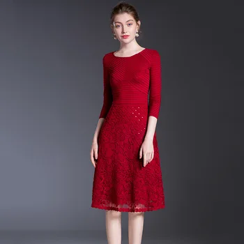 Hot Predaj 2020 Jarné Oblečenie Šaty Nový Štýl Kvet v Tvare Big dolný lem Sukne Veľké Veľkosti Stredného veku dámske Šaty