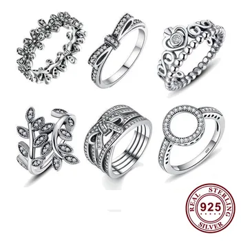 Hot Predaj 925 Sterling Silver Krúžky Jasné, Kruh, Kolo Šťastie Prstene Pre Ženy, Svadobné Party Darček Módne Šperky