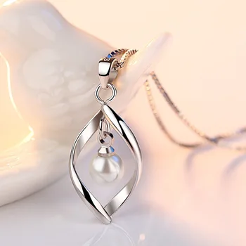 Hot Predaj 925 Sterling Silver Náhrdelník Poľa Reťazca Simulované Pearl Choker Náhrdelníky & Prívesky Pre Ženy Vyhlásenie Šperky