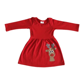 Hot Predaj Batoľa Dievča Zimné Oblečenie Móda Deti Bavlnené Šaty S Roztomilý Jeleň Sladké Deti Vianočné Frocks