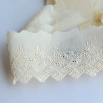Hot predaj Béžovej bavlny, výšivky, čipky oblečenie ručné čipky tkaniny umenie materiálov H286