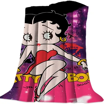 Hot Predaj Flanelové Deka Betty Boop Cartoon Dizajn Hodiť Deka Teplá Deka Mikrovlákno Cestovné Gauč Kryt Hodiť Posteľná Bielizeň