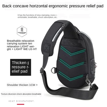 Hot Predaj Multifunkčné Rameno Taška pre Vodotesné Krátky Výlet Hrudníka Bag Anti Theft Crossbody Tašky Oxford USB Nabíjanie