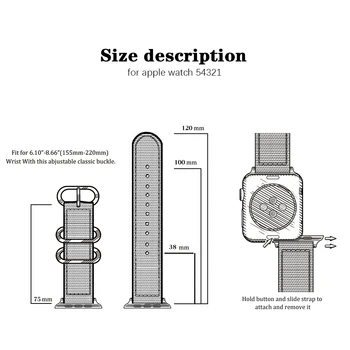 Hot Predaj Nylon Watchband pre Apple Hodinky Kapela Série 5/4/3/2/1 Športový Kožený Náramok 42mm 44 mm 38 mm 40 mm, Popruh Na iwatch Band