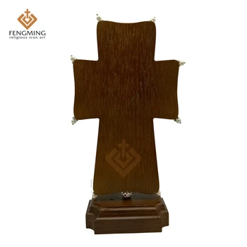 Hot predaj pravoslávny Kríž Kresťanský Kovový Kríž na dubové Drevo náboženské ikonu krstu, dar rusi umenie